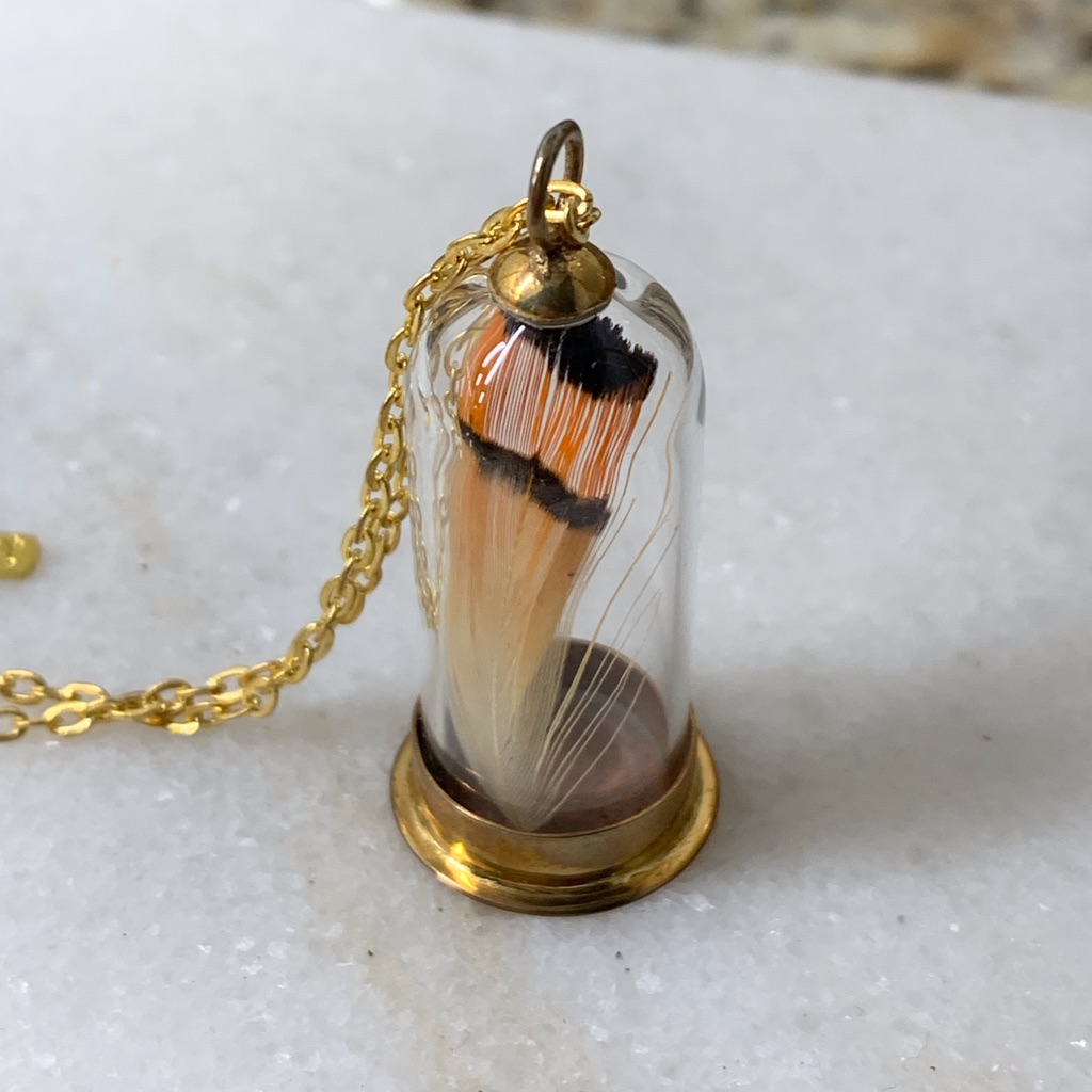 Miniature Cloche With Feather Necklace